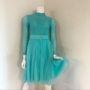 Vintage 1960’s Baby Blue Chiffon Pleaded Dress
